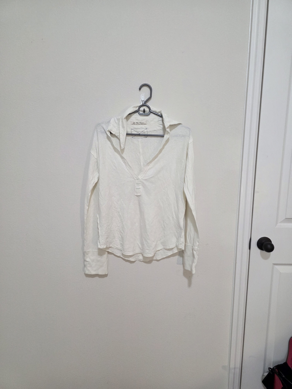 We The Free Cream Button-Down Long Sleeve Polo Top